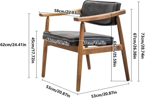 Vista 3 de sillas de comedor Solid Wood Dining Chair Leisure Armrest Backrest Upholstered Office Modern Kitchen(Gris)