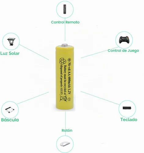 Vista 8 de AA NiCd 600mAh 1.2V Baterías solares recargables para jardín al aire libre luces solares lámpara (20 unidades AA amarillo)