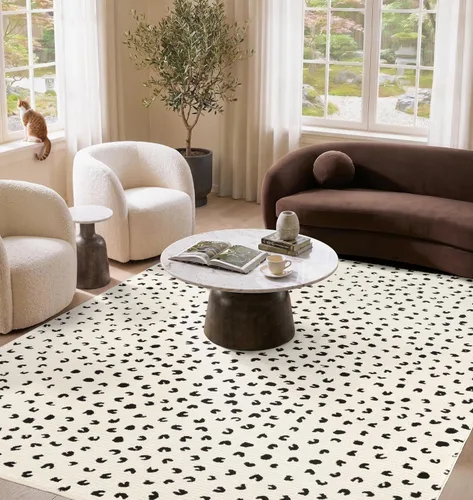 Vista 10 de Abani Alfombra de área con estampado de guepardo beige, colección Arto - Alfombra de acento contemporánea y duradera (2'2" x 8')