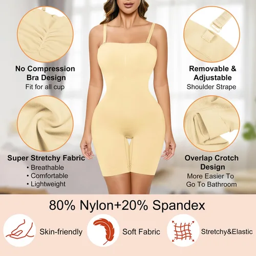 Vista 3 de ACPLK Strapless Shapewear Bodysuit for Women Tummy Control Full Body Shapewear Butt Lifter Mid Thigh