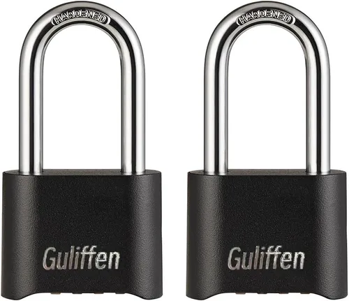 Vista 8 de Guliffen Candado de combinación para exteriores, resistente a la intemperie, 4 candados de combinación reiniciables para casillero, cobertizo
