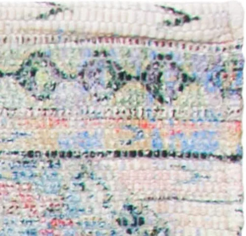 Vista 5 de SAFAVIEH Saffron Collection - Alfombra decorativa de 2 pies 3 pulgadas x 3 pies 9 pulgadas, color crema y azul, hecha a mano de algodón desgastado