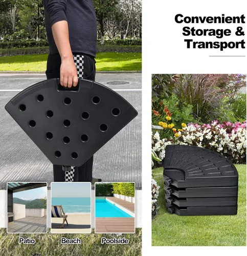 Vista 8 de Tangkula 4 piezas de 185 libras voladizas de patio con compensación de base de sombrilla para patio, relleno de agua y arena, resistente soporte