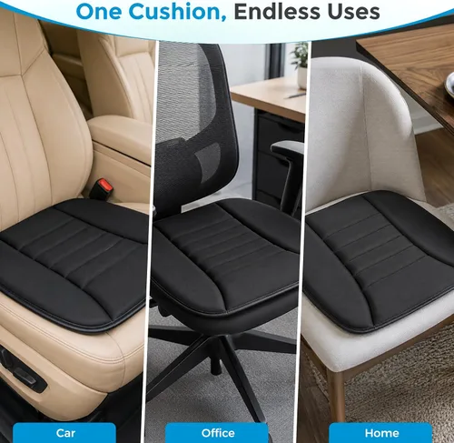 Vista 6 de Tsumbay Cojín de asiento de automóvil, funda de asiento de espuma viscoelástica con parte inferior antideslizante, ajuste universal