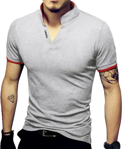Vista 16 de LOGEEYAR Camisas polo Henley de moda para hombre, camisetas casuales de manga corta/larga, camisas de polo de algodón ajustadas para hombre Negro