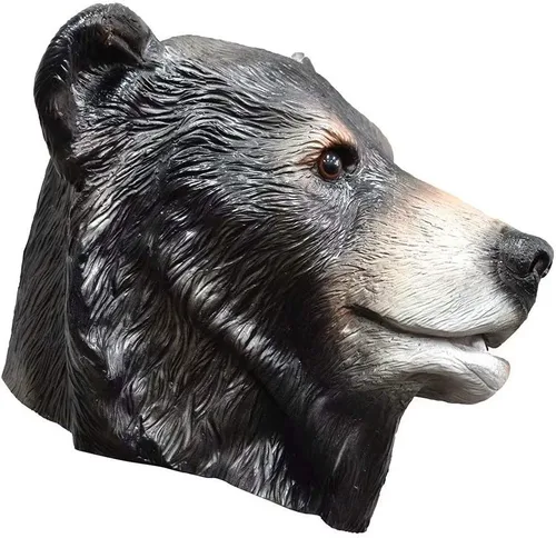 Vista 3 de Máscara realista de látex de oso negro para adultos, disfraz de Halloween, cosplay, fiesta de carnaval, Negro