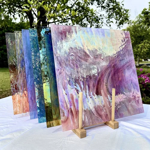 Vista 6 de Hojas de vidrieras de 12 x 12 pulgadas, paquete de 6 unidades de vidrio de mosaico (5.8 pies cuadrados), coloridas hojas de arte y manualidades