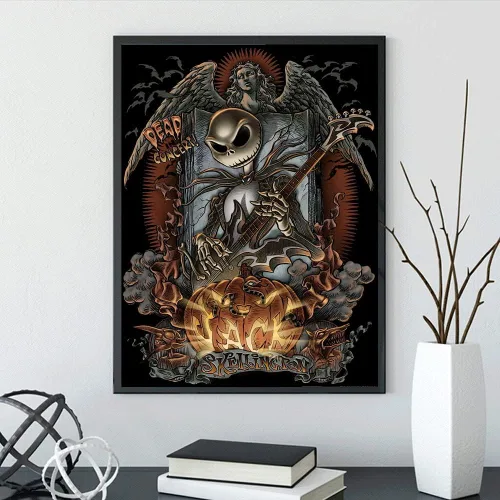 Vista 2 de Pintura de diamante 5D para bricolaje, kit de Halloween por números, taladros completos para adultos, cruz redonda de cristal de diamantes