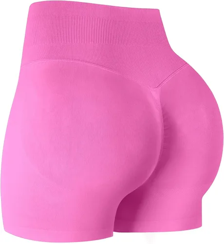 Vista 19 de ATHVOTAR Pantalones cortos de gimnasio para entrenamiento para mujeres, cintura alta sin costuras que levantan y fruncen los glúteos, pantalones