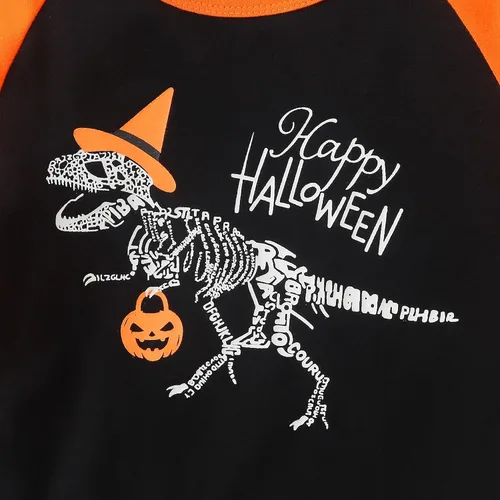Vista 6 de YOUNGER TREE Disfraz de Halloween para bebé y niño pequeño, camiseta de manga larga, diseño de calabaza, sonrisa, dinosaurio, divertido disfraz