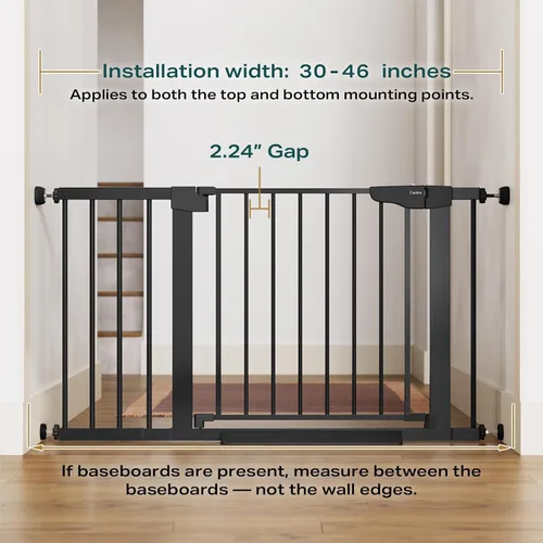 Vista 5 de Cumbor Puerta para bebés de 29.7 a 46 pulgadas para escaleras, ganadora de los premios Mom's Choice Awards - Puerta para perros con cierre
