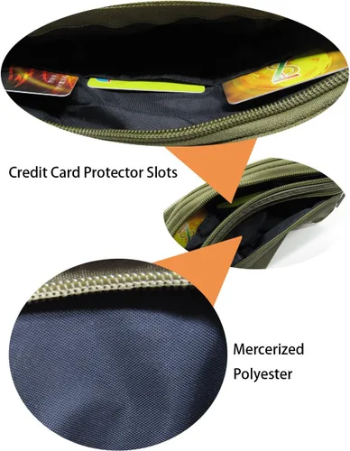 Vista 51 de Bolsa de cintura ultrafino con ranuras c/visualización para tarjeta de crédito, para deportes, aire libre, correr, caminar, viajes.