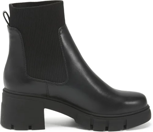 Vista 4 de REDTOP Botas Chelsea elásticas para mujer, tacón grueso, plataforma, suela de lengüeta, botines al tobillo