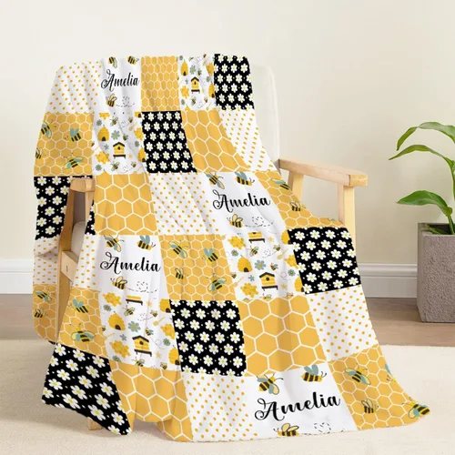 Vista 38 de Manta de franela ligera de abeja, regalos para niñas y mujeres en todas las estaciones, manta para cama, sofá, 30 x 40 pulgadas, para bebé/mascotas