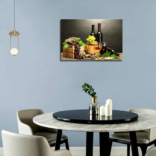 Vista 6 de Vino de uva en botella, tazas de arte de pared, pintura de la imagen, impresión en lienzo, imágenes de alimentos para decoración del hogar, regalo