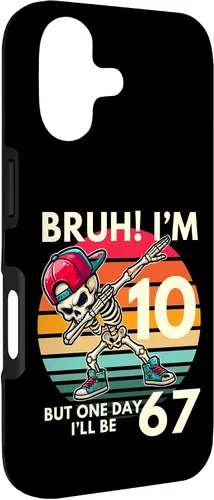 Vista 3 de Bruh I'm 10 But One-Day I'll Be 67 Retro 10th Birthday Kids Case for iPhone 17