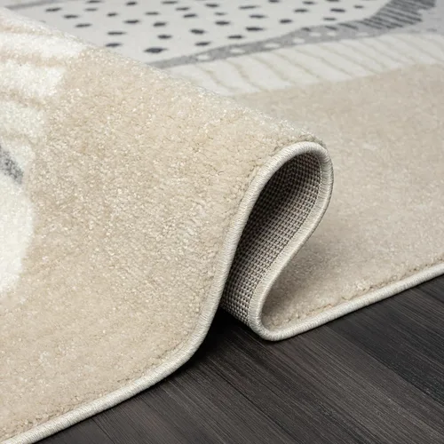 Vista 5 de Abani Nuevo Collection - Alfombra de área, diseño moderno de piel sintética, color marfil/beige, 4 x 6 pies, fácil de limpiar, duradera para niños