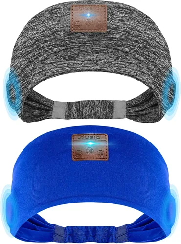Vista 12 de Paquete de 2 auriculares para dormir, diadema con altavoces finos Negro&gris