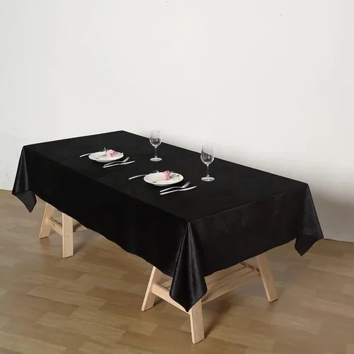 Vista 2 de Efavormart - Mantel rectangular de terciopelo negro prémium de 60 x 102 pulgadas para eventos de fiesta de boda