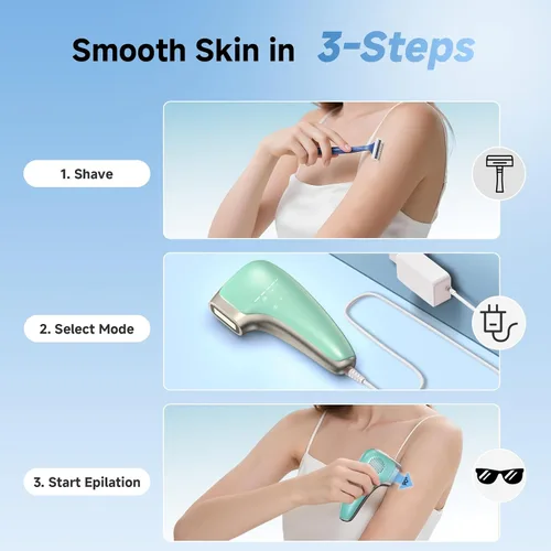 Vista 7 de Depilación láser IPL indolora para mujeres y hombres, tecnología de enfriamiento de hielo de zafiro de 39 °F, dispositivo de depilación láser