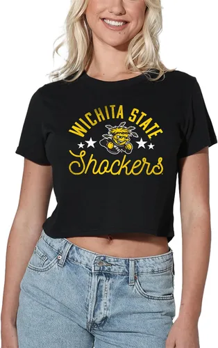 Vista 305 de Colección oficial de camisetas con diseño de mascota desgastada para mujer, color negro Grizzlies del estado de Adams