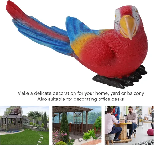 Vista 4 de TOPINCN Escultura de pájaro, escultura de loro, adorno decorativo de pájaro, estatua de pájaro colgante al aire libre, loro trasero, porche