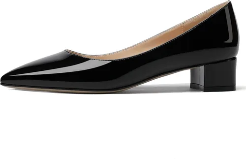 Vista 2 de WAYDERNS Zapatos de vestir de negocios de tacón bajo y grueso con puntera puntiaguda para mujer, de patente, de 1.5 pulgadas