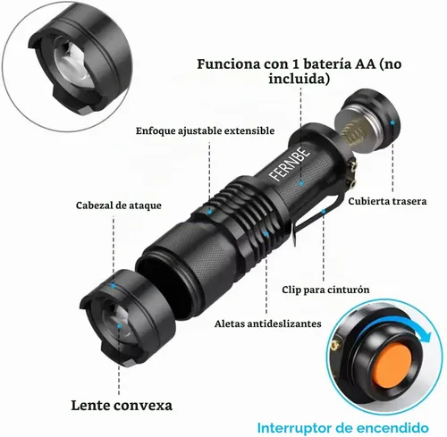 Vista 2 de SK-68 Paquete de 5 mini linterna LED de mano con 3 modos