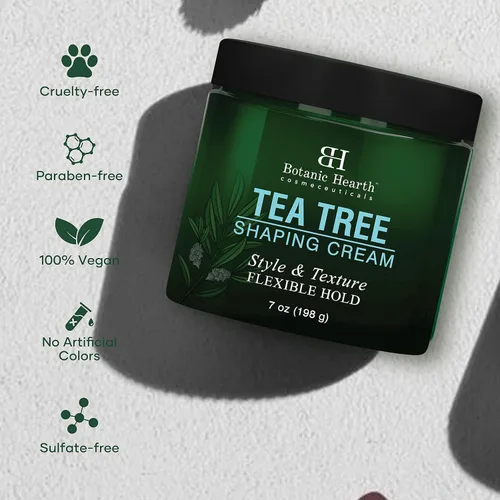 Vista 5 de Botanic Hearth Crema moldeadora de árbol de té, crema para peinar el cabello con colágeno y biotina, estilo y textura, sujeción fuerte y flexible