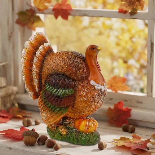 Vista 6 de winemana - Decoraciones de mesa de pavo de resina para Acción de Gracias, 9.5 pulgadas