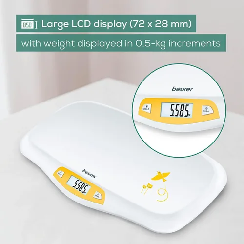 Vista 3 de Balanza digital de bebé con cómoda plataforma curva, de Beurer