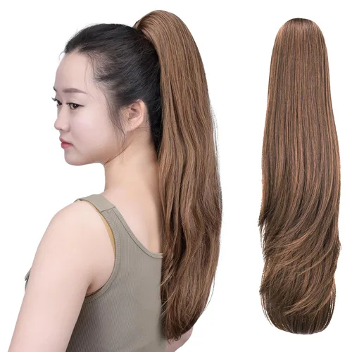 Vista 77 de SYXLCYGG Auburn Clip Cola de caballo Clip Cola de caballo Extensión de cola de caballo ondulado 10 pulgadas 3.5 oz pelo sintético falso pieza