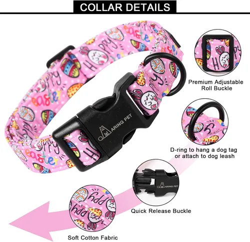 Vista 310 de Aring Pet Collar de algodón, ligero y ajustable, con hebilla de liberación rápida, para perros pequeños, medianos y grandes, para cachorros, S, Hoja