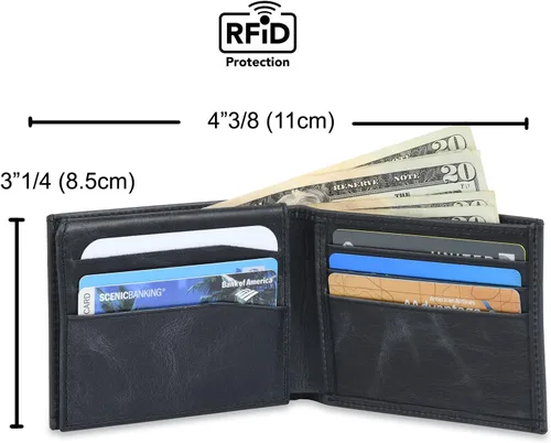Vista 5 de TORO - Cartera de piel con bloqueo RFID para hombre, Antracita, Cartera Rfid