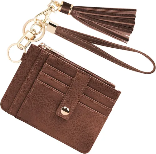 Vista 26 de KNGITRYI Billeteras pequeñas de pulsera para mujer RFID para tarjetas de crédito, cartera con llavero, cartera para tarjetas de crédito