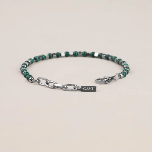 Vista 6 de GAVU Pulsera de cuentas de piedra para hombre con cierre de acero inoxidable
