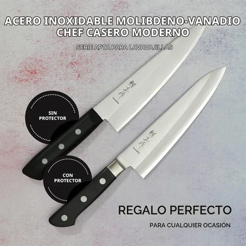 Vista 8 de Gyuto - Cuchillo de chef japonés de acero inoxidable con refuerzo, 7 pulgadas (7.087 in) apto para lavavajillas sin refuerzo