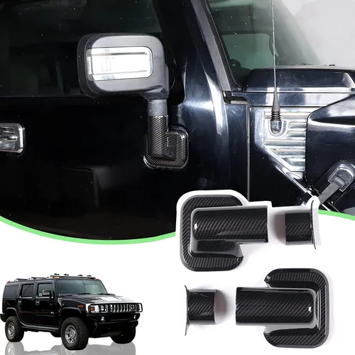 Vista 9 de PIUGILH Compatible con Hummer H2 2003-2002 ABS cubierta de espejo retrovisor lateral de puerta delantera trasera embellecedor base embellecedor