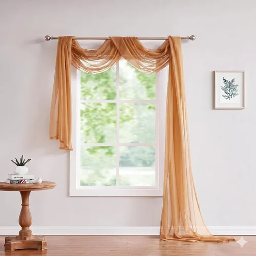 Vista 12 de LinenZone increíbles cizallas Use Window Valance Scarves as Canopy Bed or Backdrop Curtains, Curtain Scarf, Wedding Draping or Sheer Fabric for