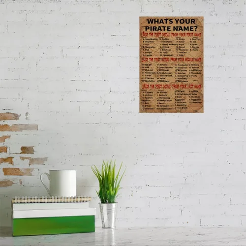Vista 6 de EMOHAT Cartel de metal con texto en inglés "What is your pirate name" (What is your pirate name), cartel de metal para habitación, porche, cocina