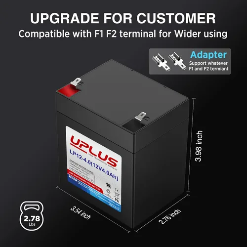 Vista 5 de UPLUS - Batería AGM recargable de 12 voltios y 4 AH, baterías de repuesto de batería de alarma LP12-4 SLA para panel de control de seguridad