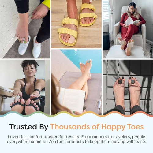 Vista 8 de ZenToes Paquete de 6 protectores de gel para los dedos de los pies, amortigua y protege para proporcionar alivio de uñas perdidas o encarnadas, Beige