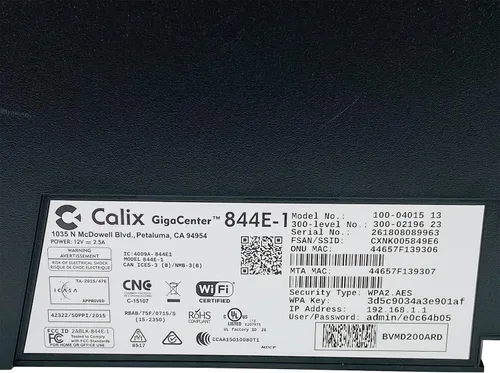 Vista 4 de Calix GigaCenter 844E-1 - Módem de router inalámbrico inalámbrico 2.4GHZ 5G Dual WiFi con adaptador de CA