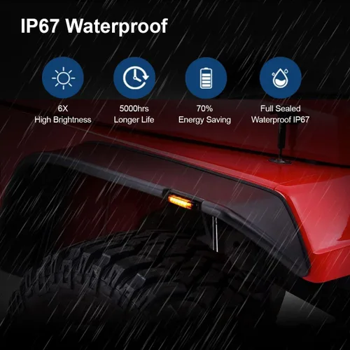 Vista 5 de D-Lumina Guardabarros Ensanchados Conjunto de Luz Marcadora Lateral Lente Ahumada Ámbar para Je-ep Wrangler TJ JK JL Guardabarros Ensanchados