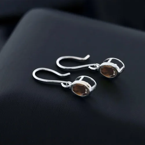 Vista 139 de Gem Stone King Aretes colgantes de plata de ley 925 de 0.276 x 0.197 in con piedra natal ovalada de alambre francés para mujer
