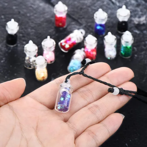 Vista 5 de Pixie - Collares de confeti, botellas de polvo, mini botella de vidrio, tarro de cristal con purpurina para cumpleaños de hadas, fiestas