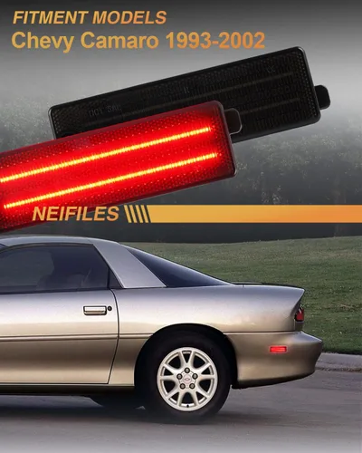 Vista 7 de Luz de Marcador Lateral Trasero LED Compatible con Chevy Camaro 1993-2002 Lente Ahumada Luz Roja Trasera Enchufe y Funciona, Impermeable