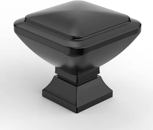 Vista 39 de 9BUILD Paquete de 6 pomos de latón cepillado de 1.2 pulgadas para gabinetes, pomos dorados para cajones, perillas cuadradas para gabinetes