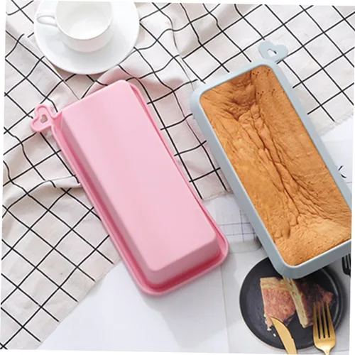 Vista 9 de Rectangular Silicone Cake Mold Non-stick Household Baking Loaf Pan for Toast Bread DIY Cakes Easy Clean Pink