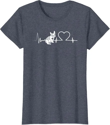 Vista 17 de Heartbeat Bulldog francés Camiseta de propietario de perros Frenchie, Negro